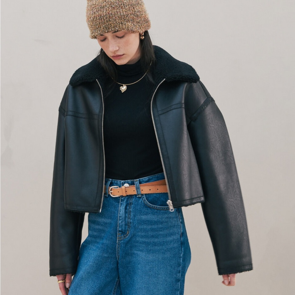 Reversible Black Leather Faux Jacket